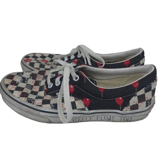 Vans It Losers Club Checkerboard Sneakers White Black Red  Womens 7.5 US Mens 6 - Picture 2 of 10